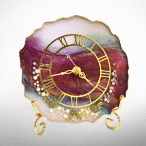 Pearl Bloom Table Resin Clock