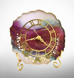 Pearl Bloom Table Resin Clock
