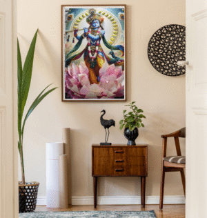 Shree Krishna 3D Resin Lotus wall Panel | 3 x 2 Feet