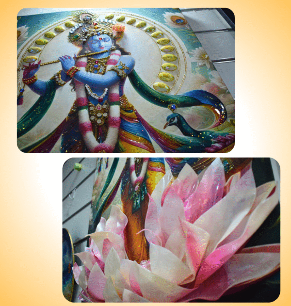 Shree Krishna 3D Resin Lotus wall Panel | 3 x 2 Feet