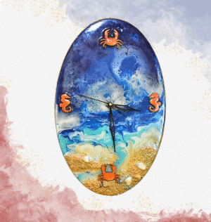 Sea Life Inspired Resin Wall Clock