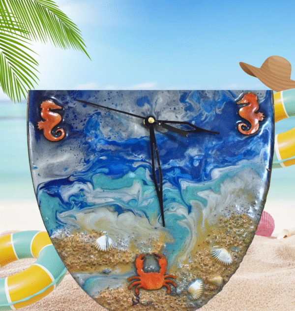 Sea Life Inspired Resin Wall Clock