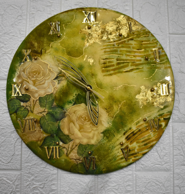 Elegant Botanical Resin Wall Clock
