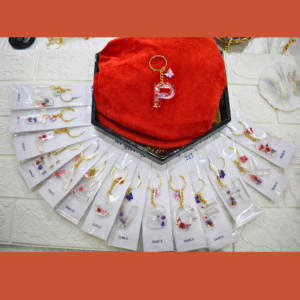 Personalized Alphabet Resin Keychain – Floral Gold Series