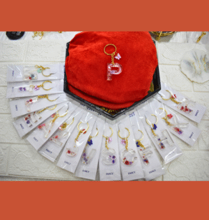 Personalized Alphabet Resin Keychain – Floral Gold Series