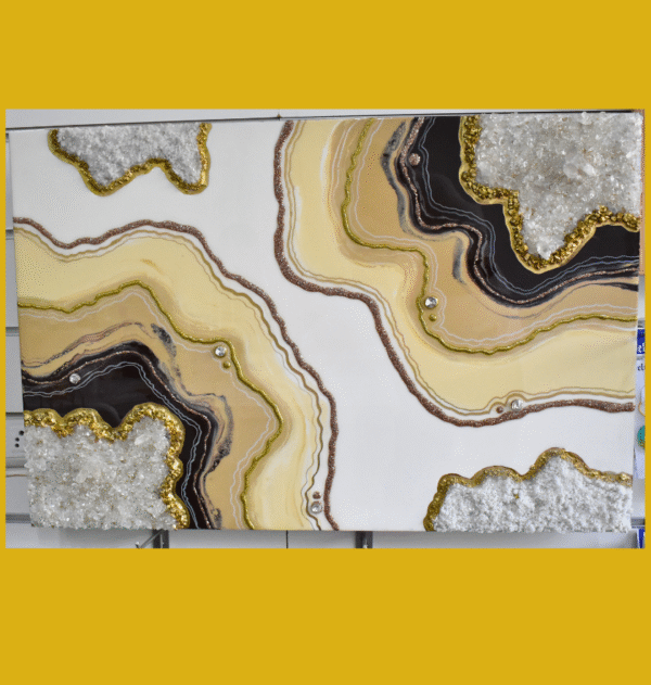Geode Resin Wall Panel – Abstract Design with Crystals & Stones