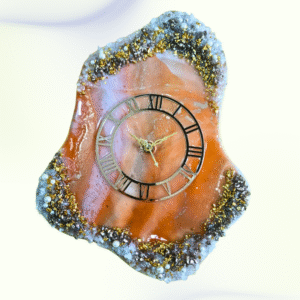 Elegant Orange Crystal Wall Clock