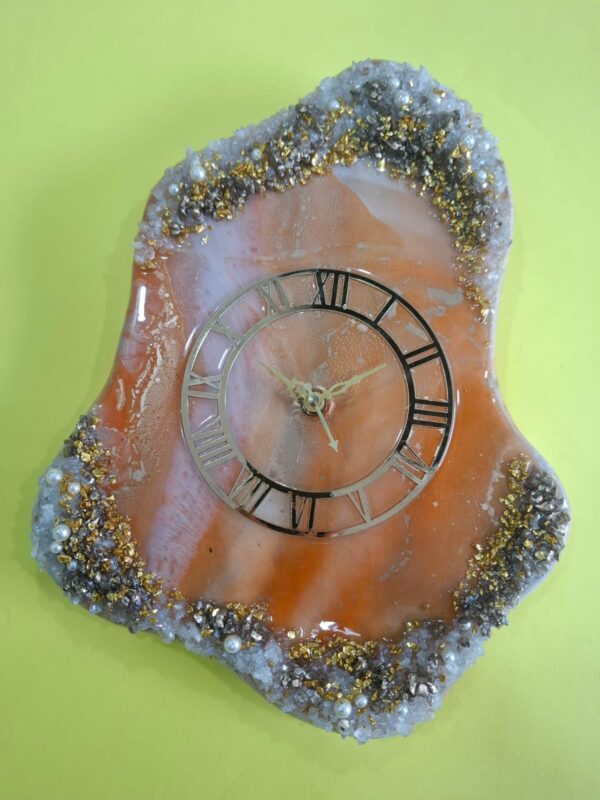 Elegant Orange Crystal Wall Clock