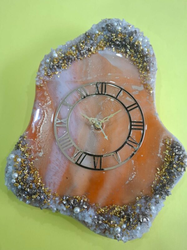 Elegant Orange Crystal Wall Clock