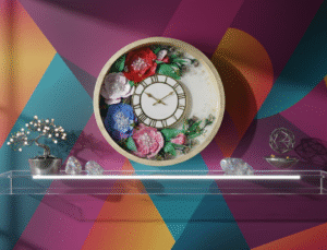 Luxury Floral Resin Wall Clock